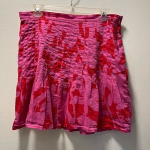 Vineyard Vines Pleated Flirty Mini Skirt, Women’s, Sz 8, Red and Pink